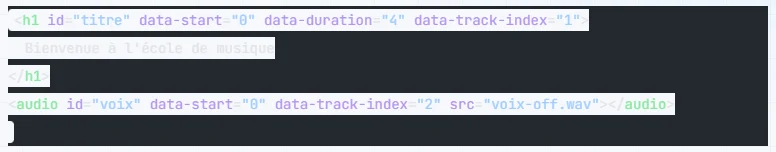 Avant la correction : bloc de code avec des bandes claires et un texte gris illisible